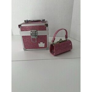 Caboodles Pink Sequin Latchable Makeup Case with Mirror and Handle Mini Purse